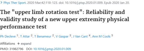 The "upper limb rotation test": Reliability and validity study of a new ...